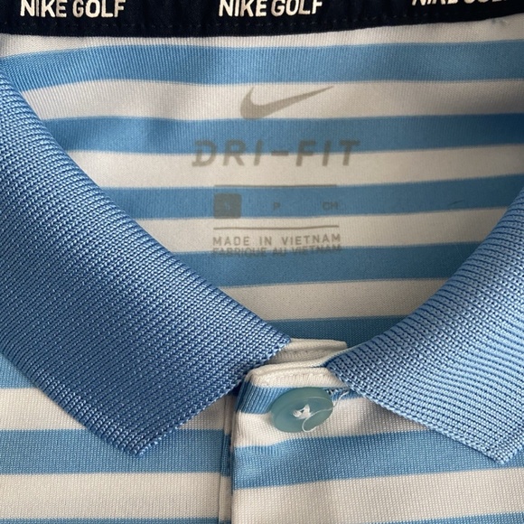 Nike Golf Dri fit Men's Size Small Blue striped Polo T-Shirt - Picture 3 of 9